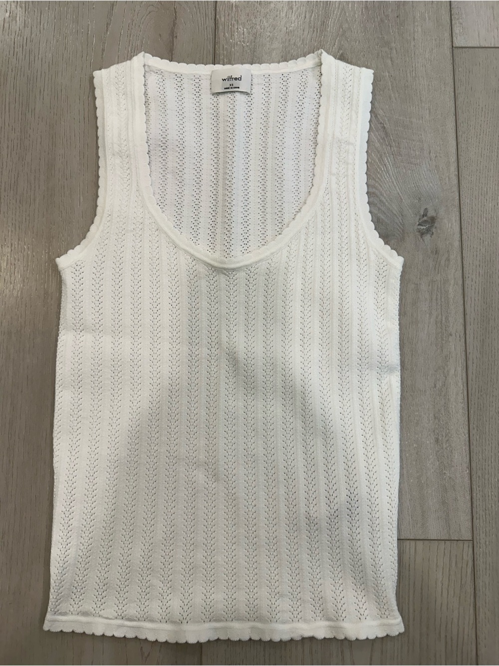 Wilfred Aritzia White Pointelle Knit Tank Top XS